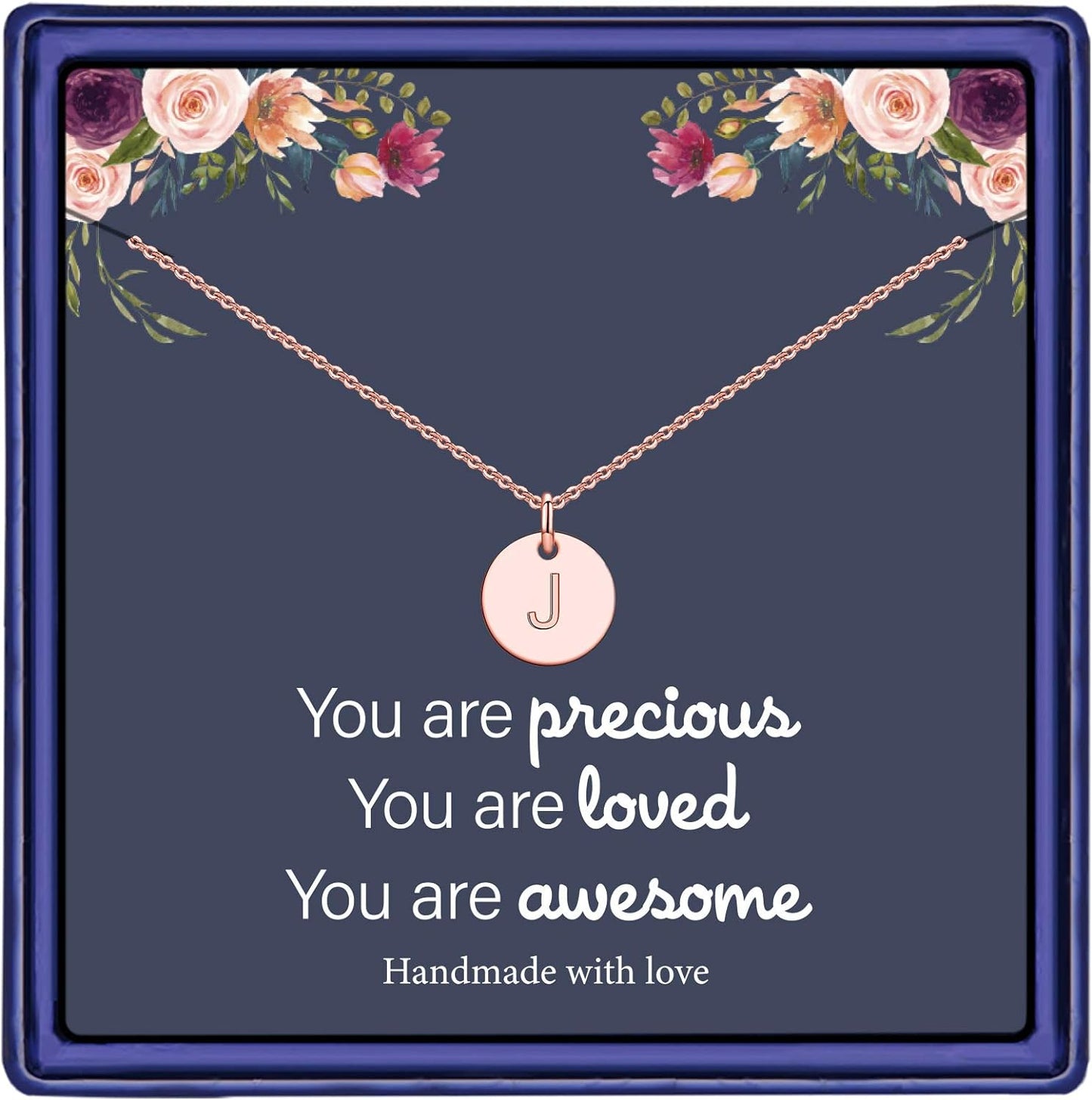 Disc Initial Necklaces for Girls Jewelry - Birthday Gifts for Girls | 14K Gold Plated/14K Rose Gold Plated/S925 Sterling Silver Disc Initial Necklaces for Girls, Jewelry for Kids Birthday Gifts