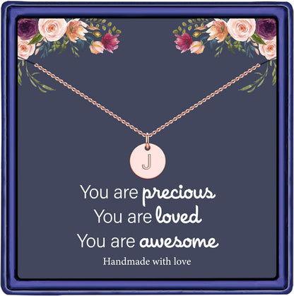 Disc Initial Necklaces for Girls Jewelry - Birthday Gifts for Girls | 14K Gold Plated/14K Rose Gold Plated/S925 Sterling Silver Disc Initial Necklaces for Girls, Jewelry for Kids Birthday Gifts